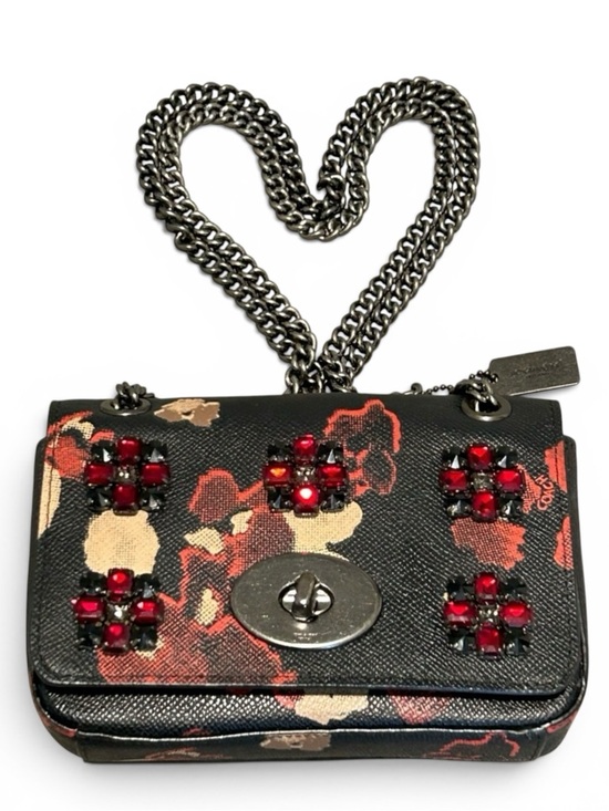 Coach Handbags - COACH Jewel Embellished Leather Floral Print Mini Convertible Crossbody Bag